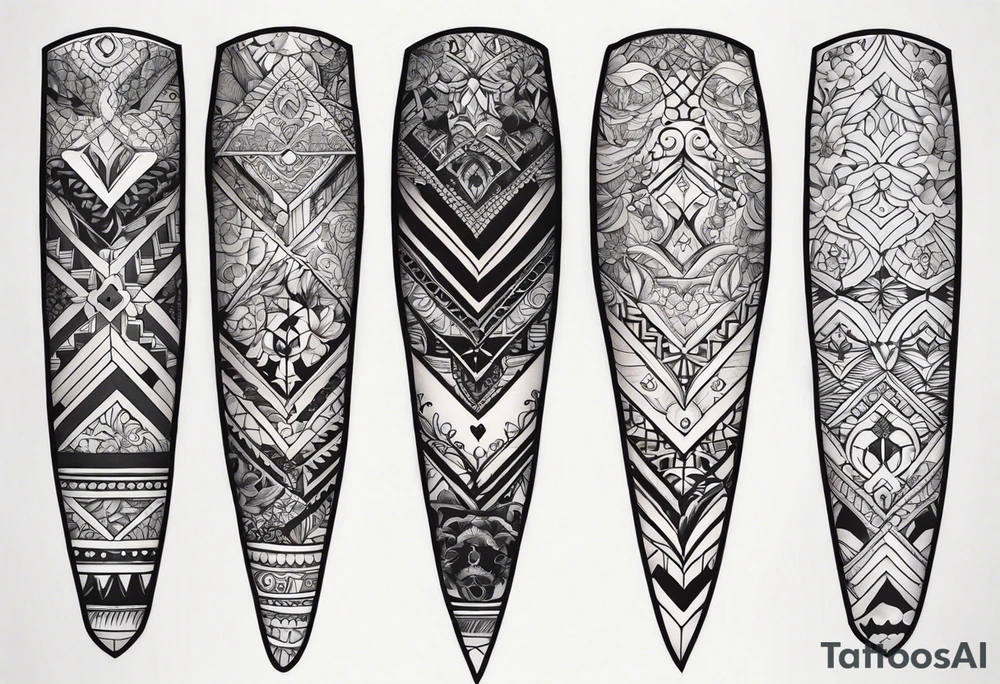 Leg sleeve with cool patterns tattoo idea