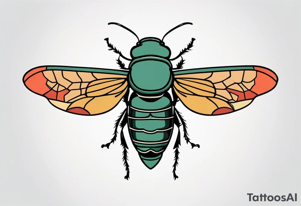 Neo traditional cicada tattoo idea