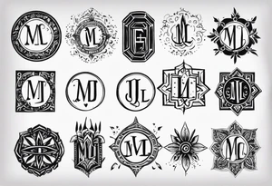 Create a small moluccan style tattoo on the forearm with the initials MLJ, date of birth 22/09/22 tattoo idea