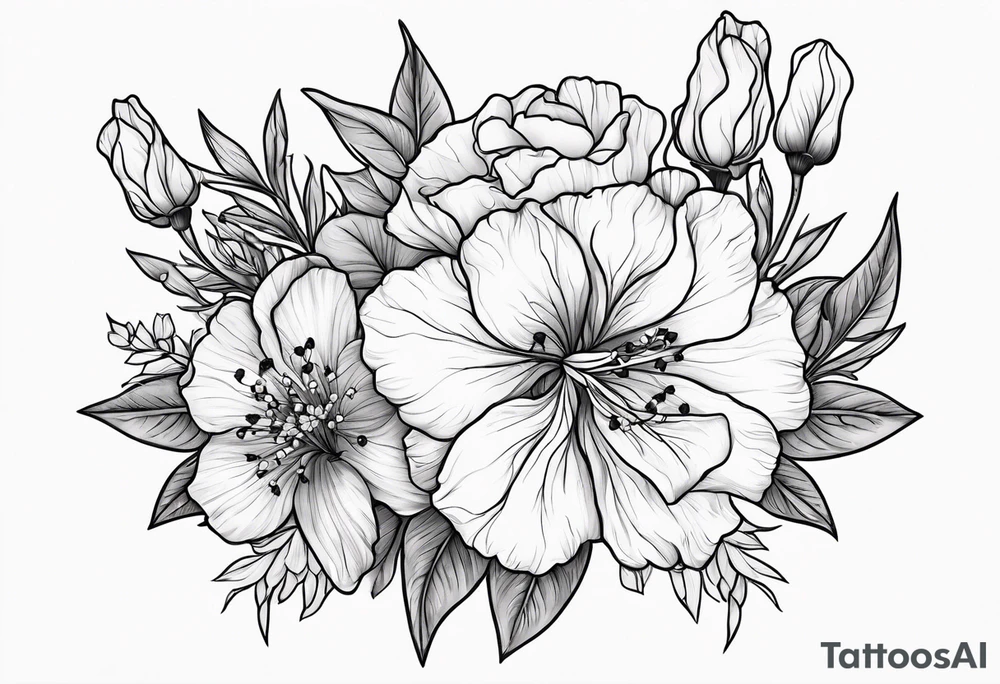 Larkspur flowers and carnation flowers tattoo idea