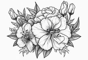 Larkspur flowers and carnation flowers tattoo idea