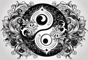 Yin Yang of fire and water together with technology and nature tattoo idea