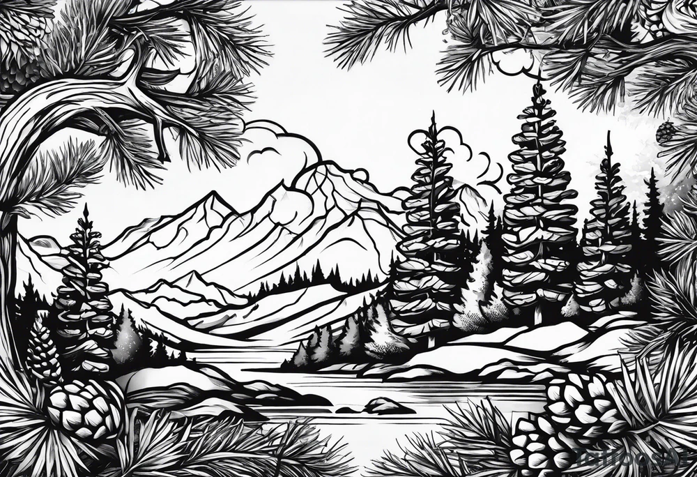 Waylon 9/15/23 pinecones and trees tattoo idea