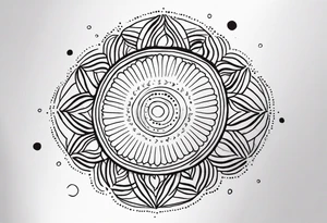 simple sunshine made of black dots with circles tattoo idea