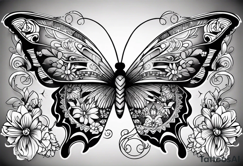day of the dead butterfly tattoo idea