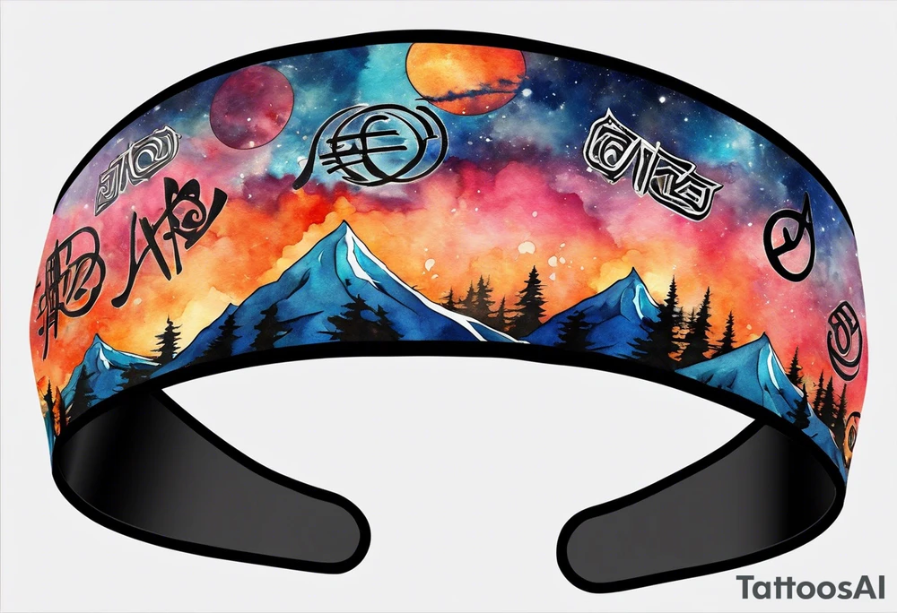 A naruto headband with the letters AR in the middle tattoo idea