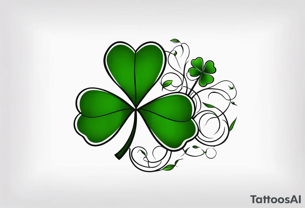 a single three leaf clover with vine tattoo idea