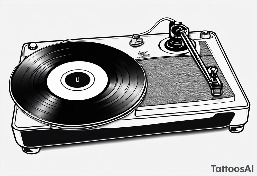 A recordplayer fineline minimalistic in one line 2D tattoo idea