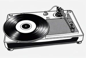 A recordplayer fineline minimalistic in one line 2D tattoo idea