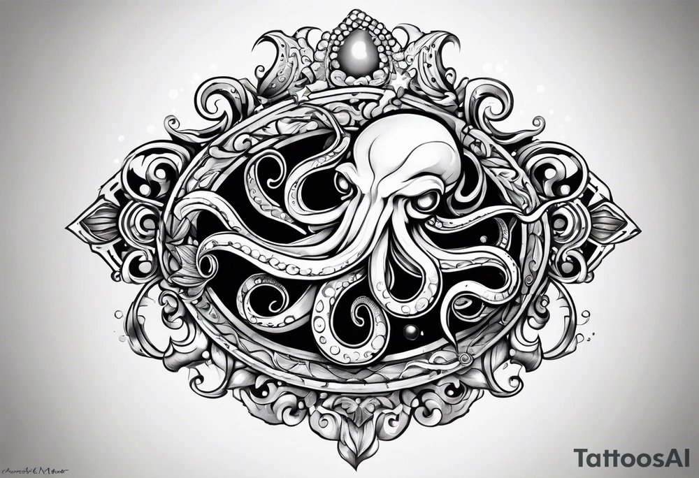 squid using lowbrow art style tattoo idea