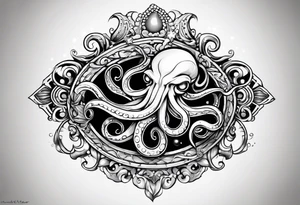 squid using lowbrow art style tattoo idea