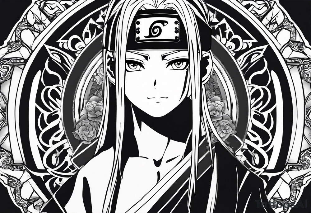 naruto headband with the letters AR in the middle tattoo idea