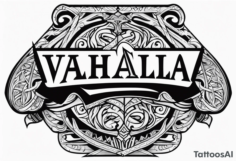 Valhalla sword shield axe tattoo idea