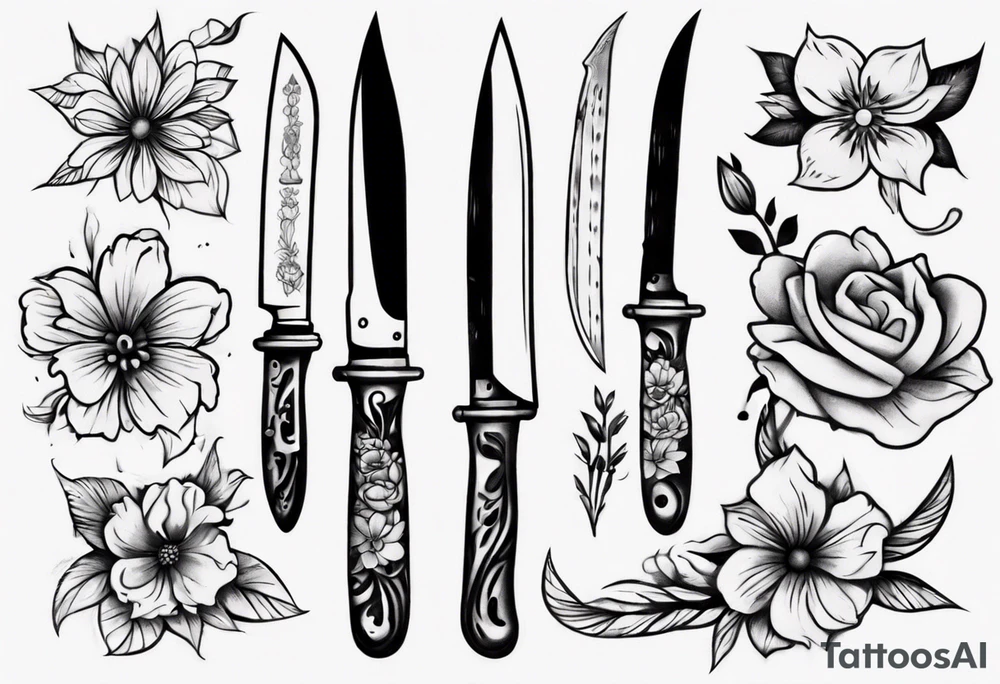 A knife stuck in a flower tattoo idea