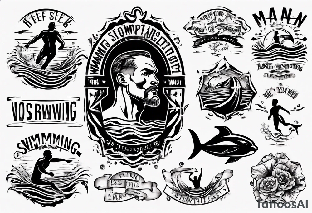 man swimming, no details tattoo idea