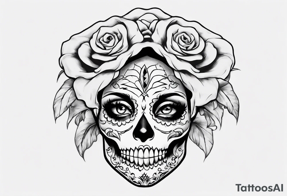 Catrina head with between teeth, from side tattoo idea Catrina head with between teeth, from side tattoo idea