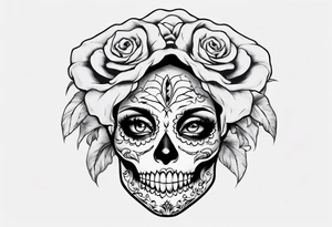 Catrina head with between teeth, from side tattoo idea