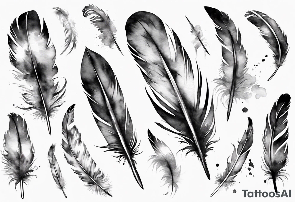 feather and birds tattoo idea