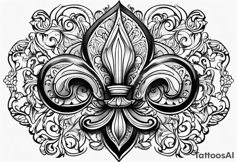 Fleur de lis with designs under and above tattoo idea
