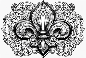 Fleur de lis with designs under and above tattoo idea