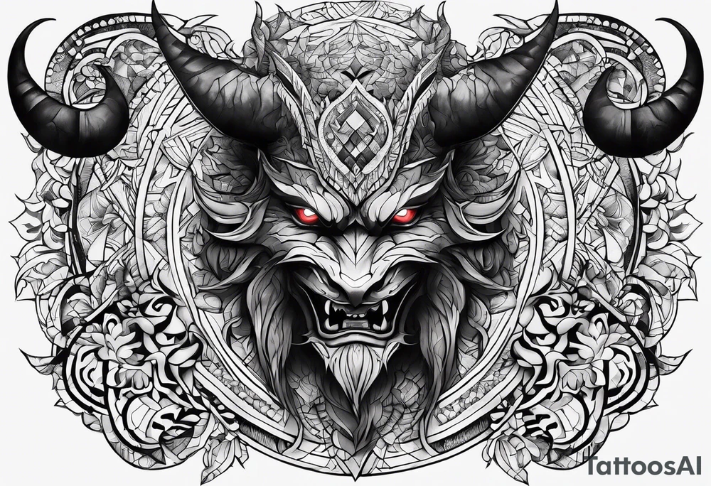 the shadow of a demon following a men tattoo idea