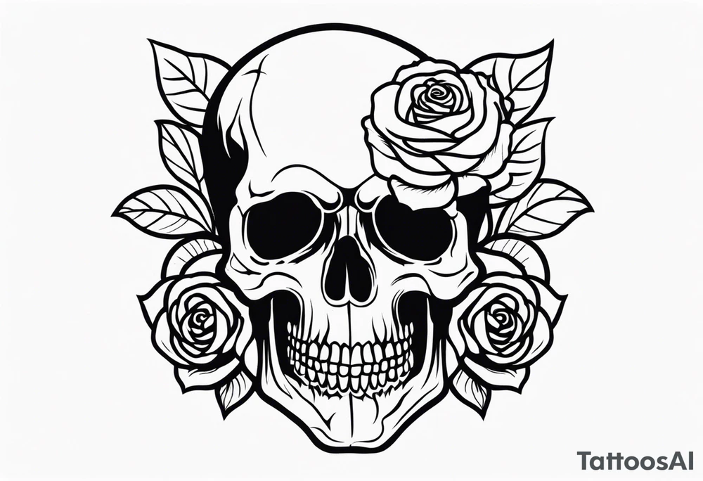 Skull with rose tattoo idea
