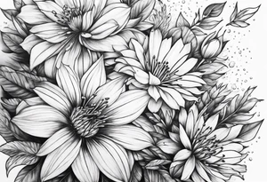 Lightning rain into flowers tattoo idea