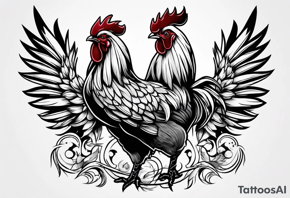 rooster cartoon holding big gun tattoo idea