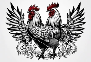 rooster cartoon holding big gun tattoo idea