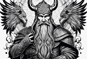 Odin mit Thore und darunter Hades mit sein dreiköpfigen Hund tattoo idea