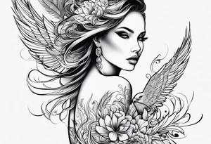 femme nu avec un tatou de phoenix tattoo idea