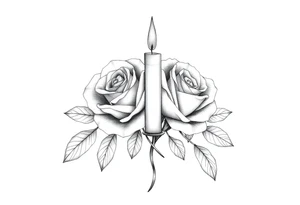 blue,Passed love one, two roses, two candles, hearts tattoo idea