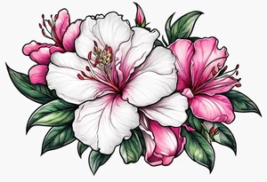 2 azalea flowers with branch tattoo idea