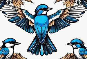 Swallow birds and blue jays flying tattoo idea
