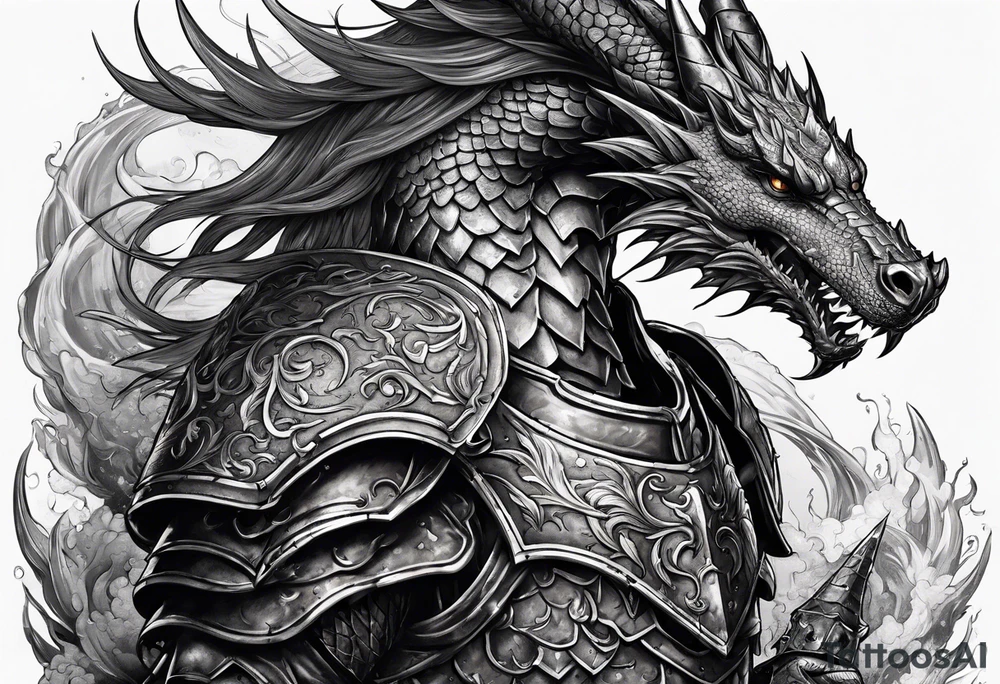 knight and dragon tattoo idea