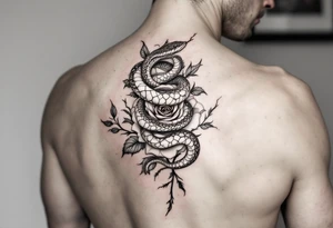 powerful snake wrapped around a rose a partner tattoo tattoo idea
