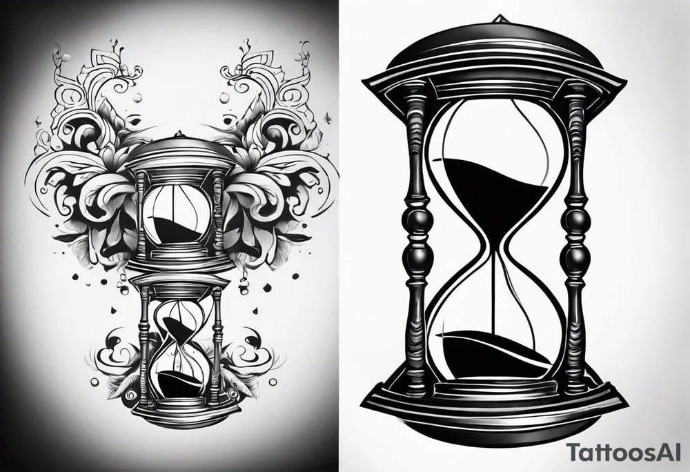 Make time count. watch and sand flying around hourglass tattoo idea