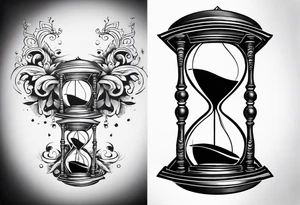 Make time count. watch and sand flying around hourglass tattoo idea