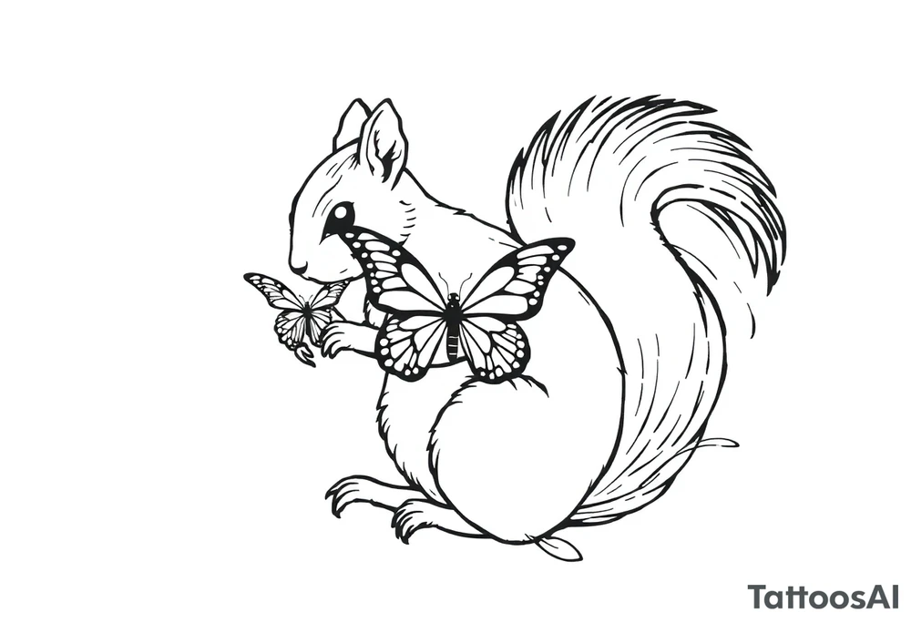 Squirrel holding butterfly tattoo idea