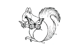 Squirrel holding butterfly tattoo idea