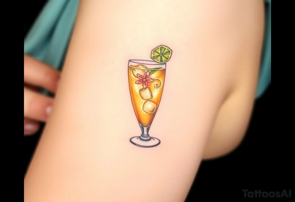 a caribbean maitai cocktail in a rocks glass tattoo idea