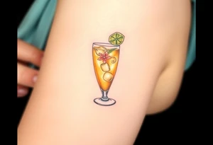 a caribbean maitai cocktail in a rocks glass tattoo idea