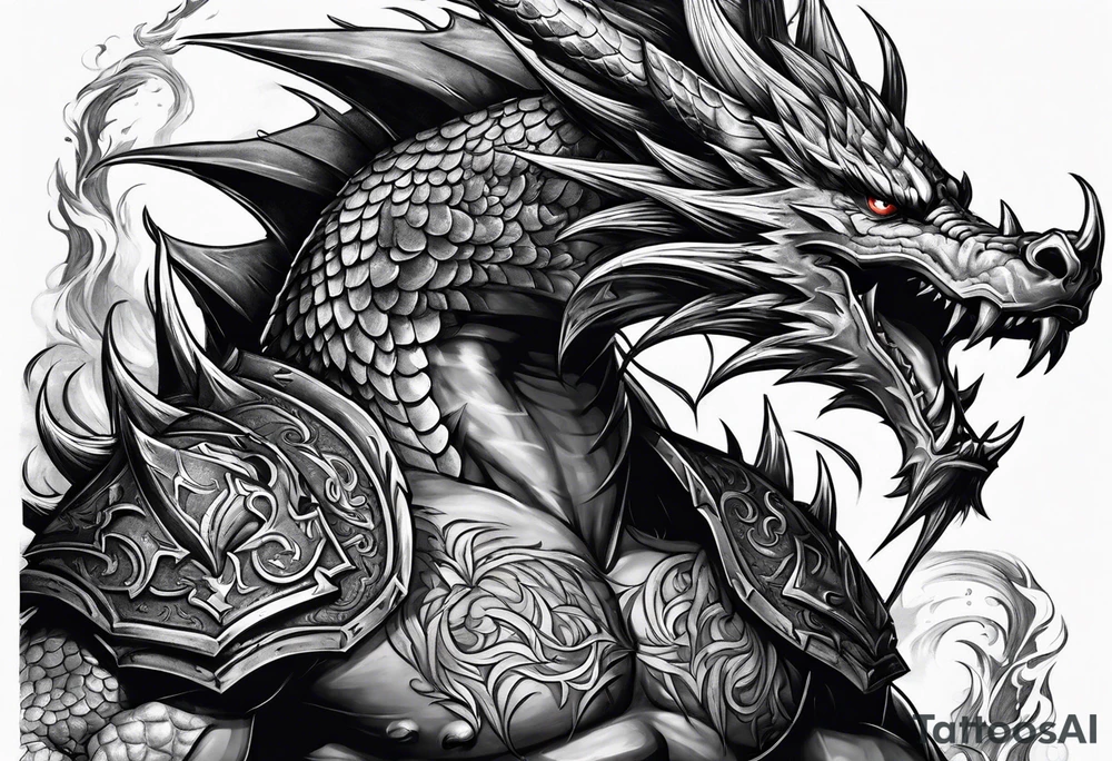 barbarian fighting dragon tattoo idea