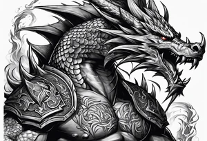 barbarian fighting dragon tattoo idea