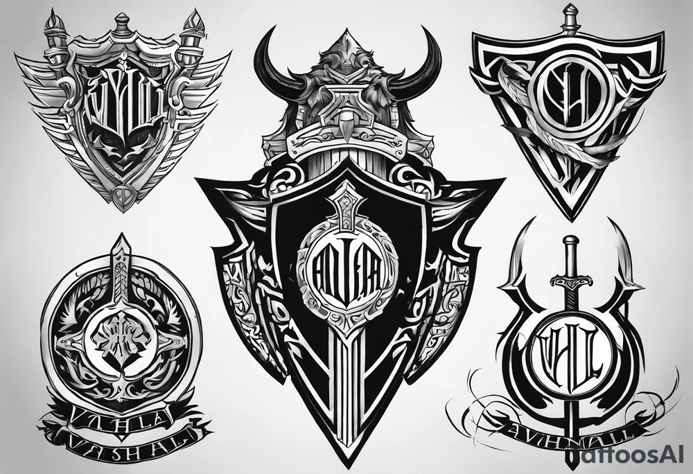 Valhalla shield  steps sword tattoo idea