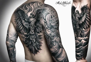 st Micheal tattoo on the outside of the forearm tattoo idea