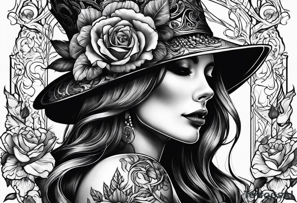 lady skeleton tattoo idea