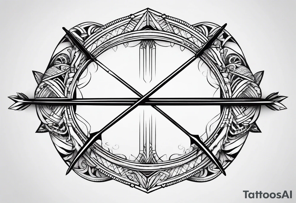 simple bow with 2 arrows. no people. symmetrical, simplistic tattoo idea simple bow with 2 arrows. no people. symmetrical, simplistic tattoo idea