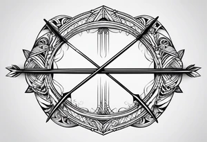 simple bow with 2 arrows. no people. symmetrical, simplistic tattoo idea