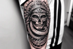 aztec snake sleeve tattoo idea